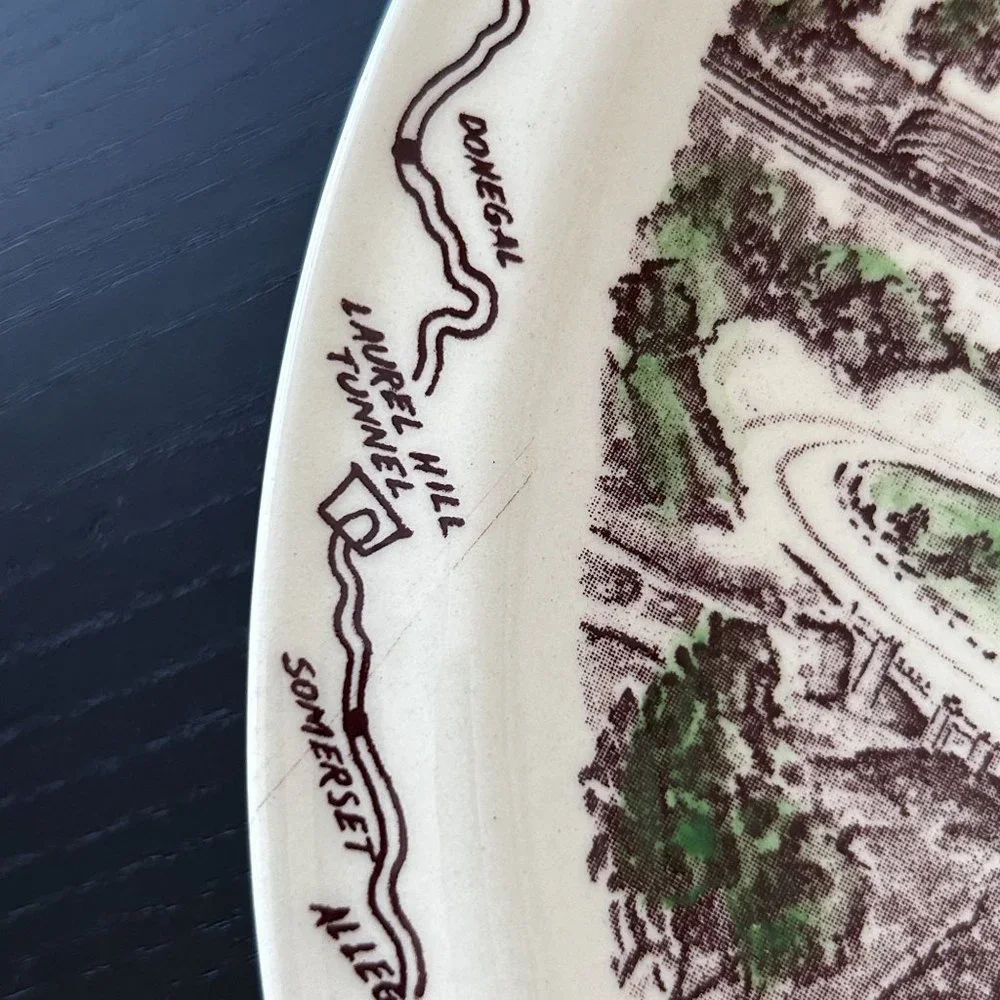 Vernon Kilns Pennsylvania Turnpike Plate Artist P.‎ Davidson Souvenir Decor
